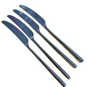 4 Lenox Malmo Dinner Knife 9" Kate Spade stainless smooth minimalist retro reviv